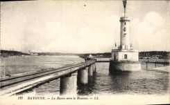 Vintage Postcard Bayonne Headlight the Bar towards Boucau