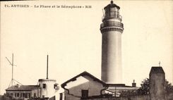 Vintage Postcard Antibes Headlight the headlight and the semaphore
