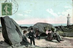 Vintage Postcard Phare St Nazaire Rochers Headlight of city be Martin