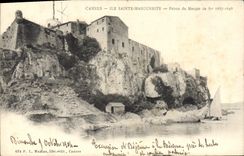 Vintage Postcard Headlight Cannes Holy Island Marguerite Prison of iron Boat mask