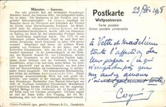 Vintage Postcard Organ Strasbourg Inneres Munster