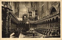 Vintage Postcard Organ St Bertrand de Interior Comminges of the church fortifiee
