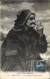 Vintage Postcard Folklore Carantec Hurdy-gurdy woman smoking the pipe Tobacco