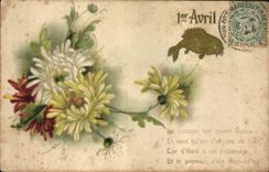 CPA Fantaisie Fleurs Poisson 1er Avril
