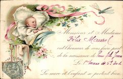 CPA Fantaisie Fleurs Enfant Bebe