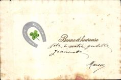 CPA Fantaisie Fleurs Fer a cheval