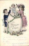 CPA Fantaisie Enfants Oeuf Paques Poussins 
