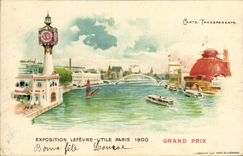 CPA Fantaisie Carte transparente Exposition Lefevre Utile Paris 1900 Grand Prix Bateau
