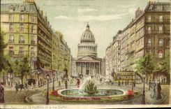 CPA Fantaisie Carte transparente Paris Le Pantheon et la Rue Soufflot
