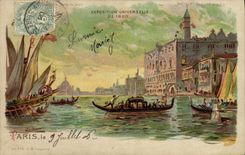 CPA Fantaisie Carte transparente Paris Exposition universelle de 1900 Venise a Paris