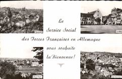 CPM Militaria Service Social des Forces Francaises en Allemagne Neustadt Landau Deux Ponts Idaroberstein