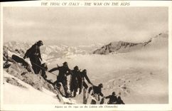 CPM Militaria The trial on Italy Alpins on the rope on the Lobbin Alia Adamello