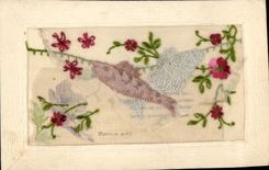 CPA Fantaisie Toilee Fleurs 