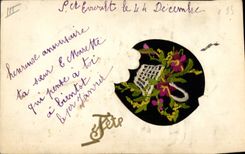 CPA Fantaisie Toilee Fleurs 