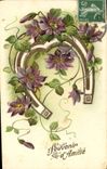 CPA Fantaisie Fleurs Fer a cheval