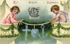 CPA Fantaisie Fleurs Enfants Ancre de marine