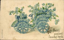 CPA Fantaisie Fleurs Automobile