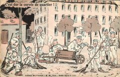 CPA Brouette C'est dur la corvee de quartier Militaria