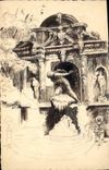 CPA Fantaisie (dessin a la main) Fontaine Rome Roma 