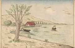 CPA Fantaisie (dessin a la main) Paysage Arbre Bateau
