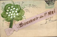 CPA Fantaisie (dessin a la main) Fleurs Muguet 1er Mai