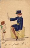 CPA Fantaisie (dessin a la main) Femme Ange Policier Police Gendarme