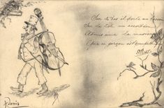 CPA Fantaisie (dessin a la main) Homme Violoncelle 