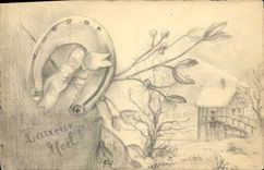 CPA Fantaisie (dessin a la main) Maison Fer a cheval