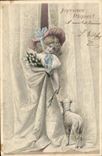 CPA Fantaisie Enfant Agneau Paques 