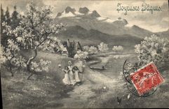 CPA Fantaisie Enfants Paques 