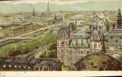 CPA Carte transparente Paris Le panorama des sept ponts Tour Eiffel