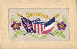 CPA Militaria Drapeaux France Angleterre Etats-Unis
