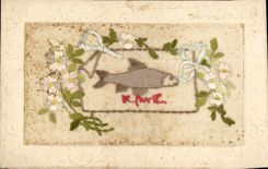 CPA Fantaisie Tissee Poisson 1er Avril