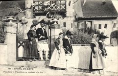 Vintage Postcard Folklore Borough of Batz Paludiers and going Paludieres has the festival