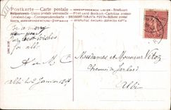 CPA Fantaisie Fleurs Hirondelles Annee 1907