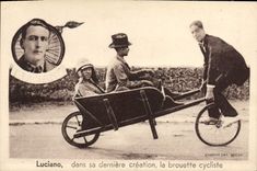 CPA Brouette Luciano dans sa derniere creation la brouette cycliste Velo Cycle