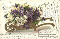 CPA Brouette Fleurs