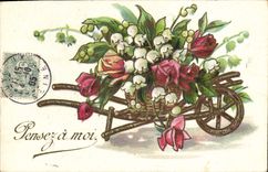 CPA Brouette Fleurs Muguet