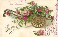 CPA Brouette Fleurs