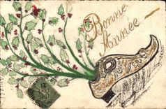 CPA Fantaisie Fleurs Sabot (dessin a la main) 