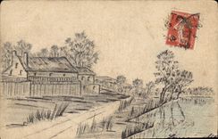 CPA Fantaisie Paysage (dessin a la main) 