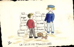 CPA Fantaisie Enfants La crise des transports (dessin a la main) 