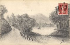 CPA Fantaisie Paysage (dessin a la main) 