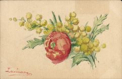 CPA Fantaisie Fleurs (dessin a la main) 