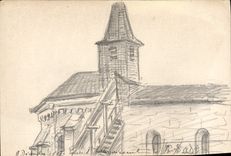 CPA Fantaisie Eglise (dessin a la main) 