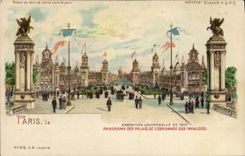 CPA Carte transparente Paris Exposition Universelle 1900 Panorama des palais de l'esplanade des Invalides
