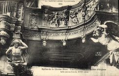 Postal Órgano Iglesia de la Silla Dios las cariátides del aparador de órganos