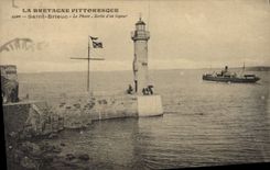 Postal PHARE Santo Brieuc Salida de un vapor Barco