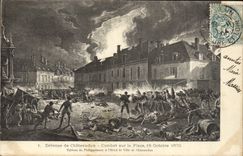 CPA Militaria Guerre de de 1870 Defense de Chateaudun Combat sur la Place 