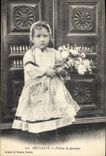 Postal Folclore Bretaña Nina de Quimper
